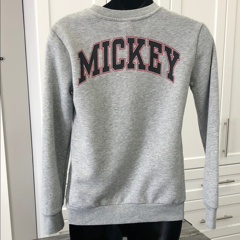 Disney Mickey Mouse Crewneck Sweatshirt Kids Large (10–12) Heather Grey - Picture 3 of 9